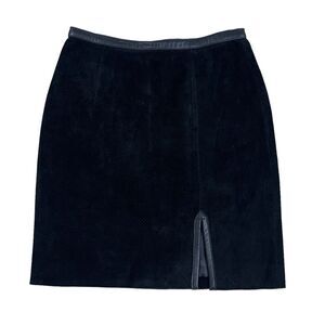 Paolo Santini Vintage Black Suede Leather Mini Skirt Size 6